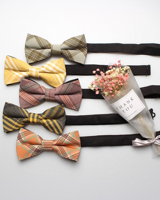 Large Stock: Viscose Cotton Plaid Men's and Women's Bow Ties, High School Uniform Bow Ties