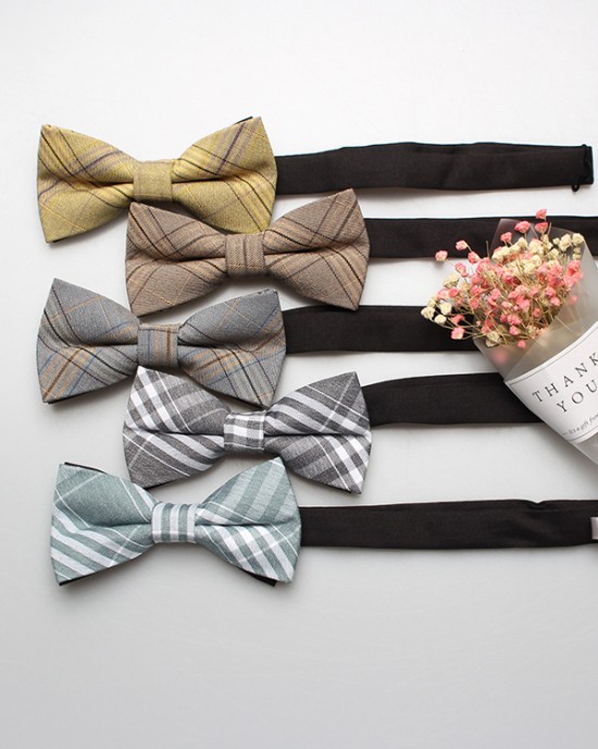 Large Stock: Viscose Cotton Plaid Men's and Women's Bow Ties, High School Uniform Bow Ties