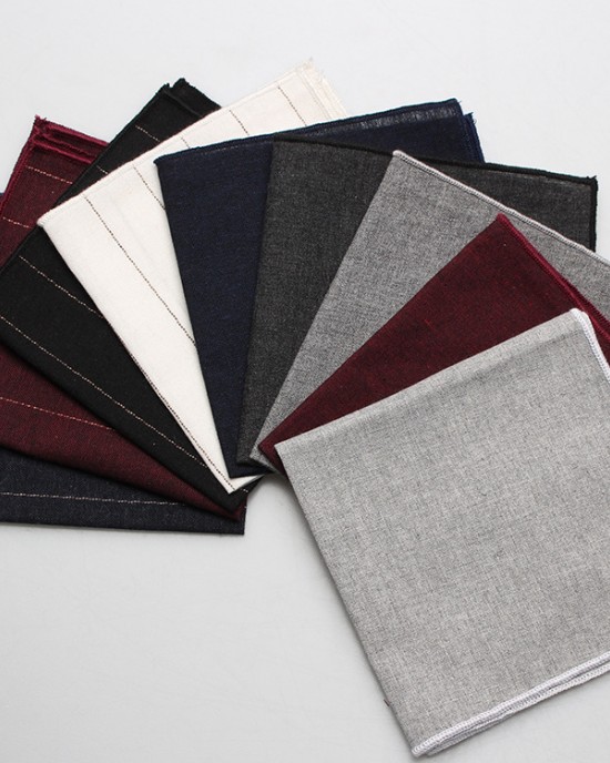 Solid cotton jacquard striped handkerchiefs in stock, Shengzhou manufacturers, wholesale men's pocket squares Solid cotton jacquard striped handkerchiefs in stock, Shengzhou manufacturers, wholesale men's pocket squares
