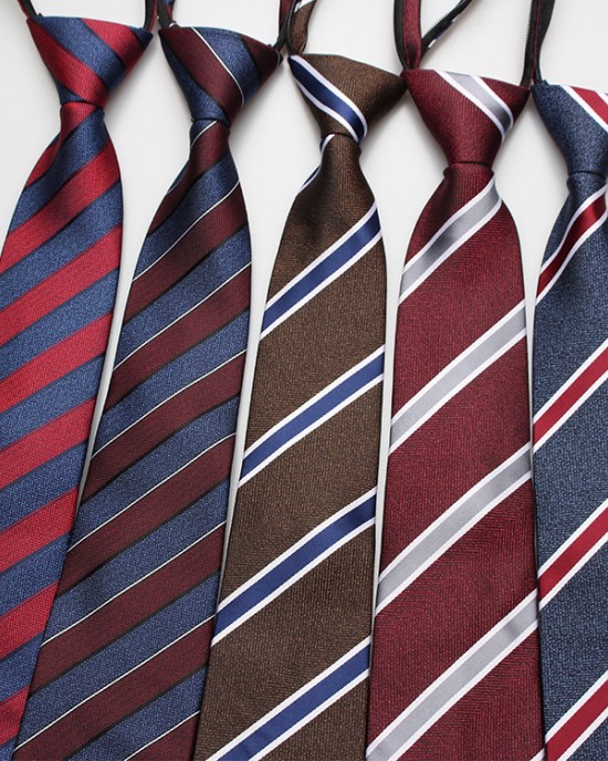 Lazy zipper tie 8cm Men's formal business professional polyester jacquard striped plaid tie wholesale