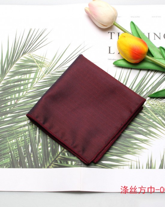 Factory-direct men's suit pocket squares. Wedding groomsmen and host burgundy striped polka dot square handkerchiefs.