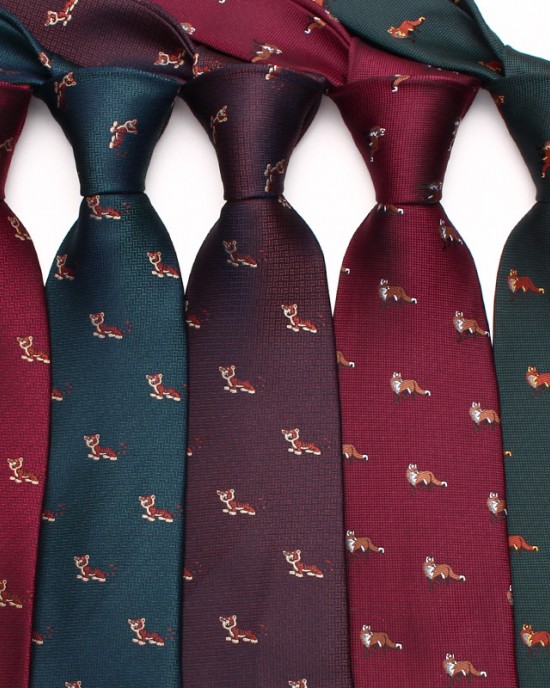 New retro animal pattern men's ties, 8cm polyester silk yarn-dyed, cut-out, hand-tied ties, wholesale