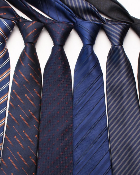 New Navy Blue Series Ties, Business Fashion Diagonal Striped Small Floral Pattern, 8cm Polyester Silk Ties, Wholesale & In Stock