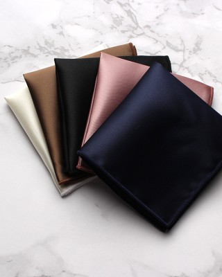 British-style men's suit pocket squares, solid-color, shiny, business banquet formal wear, and square handkerchiefs.