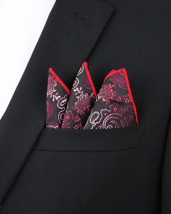 Shengzhou pocket squares, suit pocket squares, red embroidered business handkerchiefs for groomsmen and groomsmen, pocket squares