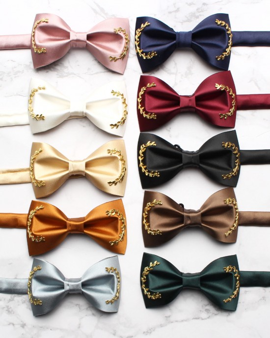 Men's custom-made bow ties, solid-color wedding bow ties for groomsmen and groomsmen, wholesale polyester yarn-dyed bow ties