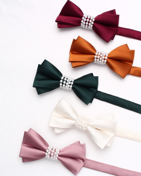 Lei'er solid color pearl bow tie, men's casual fashion, creative pearl personalized bow tie, new bow tie manufacturer, in stock Lei'er solid color pearl bow tie, men's casual fashion, creative pearl personalized bow tie, new bow tie manufacturer, in stock