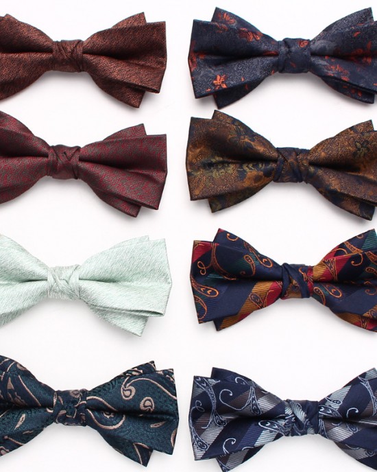 Lei'er cashew flower bow tie, Chinese-style bow tie for formal photography, fashionable maple leaf bow tie accessory manufacturer.