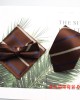 New brown polyester gentleman's fashionable casual men's tie, bow tie with handkerchief, ready for wholesale.