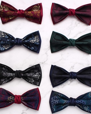 2025, in stock, colorful bow tie, men's vintage double-layer bow tie Groom's groomsmen's wedding bow tie wholesaler