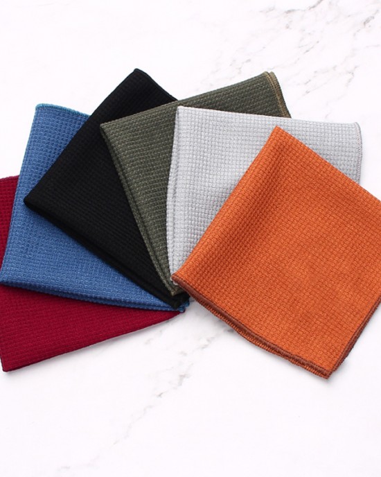 Men's solid-color suit pocket squares, British-style knitted cotton party squares, formal dress chest scarves, pocket scarves