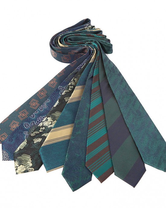 Green series diagonal striped ties, men's business fashion, small floral pattern, 8cm polyester tie, ready-to-stock wholesale.