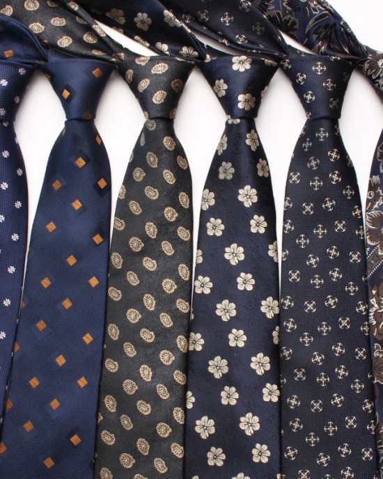 New Navy Blue Series Ties, Business Fashion Diagonal Striped Small Floral Pattern, 8cm Polyester Silk Ties, Wholesale & In Stock