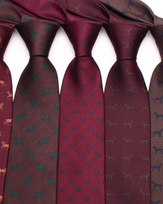 New retro animal pattern men's ties, 8cm polyester silk yarn-dyed, cut-out, hand-tied ties, wholesale