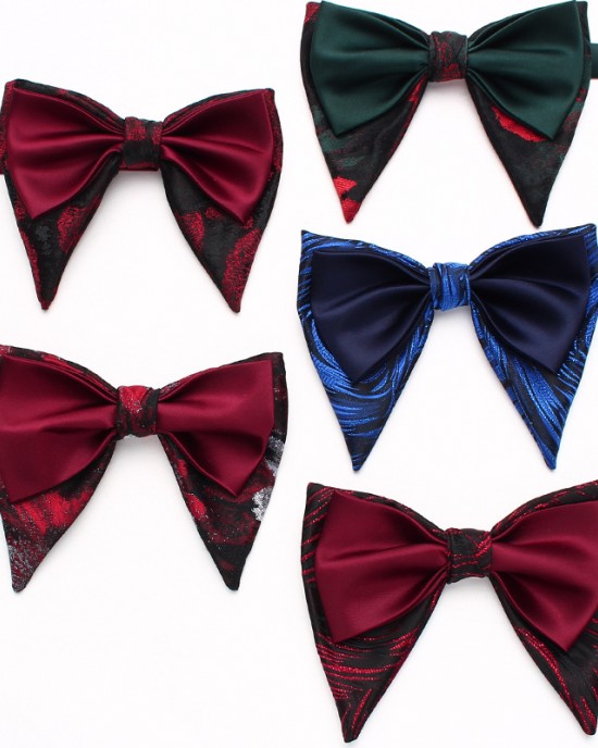 Leier men's large bow tie, tuxedo, polyester men's vintage double-layered ox-horn bow tie, groom's wedding photoshoot suit. Leier men's large bow tie, tuxedo, polyester men's vintage double-layered ox-horn bow tie, groom's wedding photoshoot suit.
