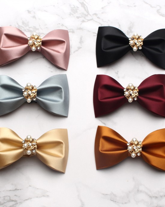 Fashionable solid-color bow ties for men's formal business banquets, groomsmen, wedding dress bows, flat-cut bow ties