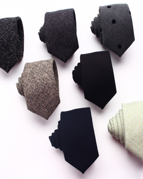 New Wool Blend 6cm Ties, Striped Plaid Ties for Men, Groomsmen Suit Shirt Accessories, Wholesale Ties