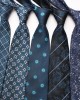 New Navy Blue Series Ties, Business Fashion Diagonal Striped Small Floral Pattern, 8cm Polyester Silk Ties, Wholesale & In Stock