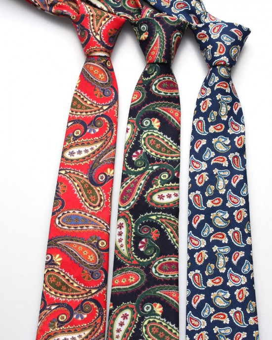 New 6.5cm men's Korean-style cotton fabric with exquisite cashew pattern, stylish and casual retro suit tie.