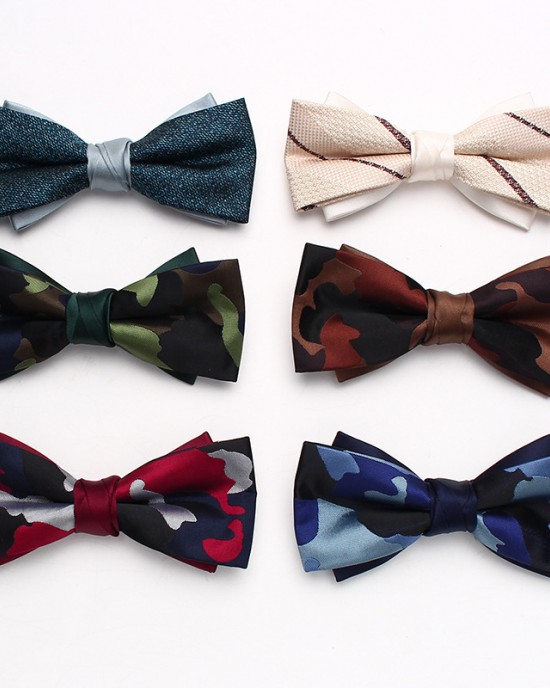 New striped colorblock double-layered bow ties, business-chic, British-style suit accessories, wedding bow tie manufacturers, wholesale