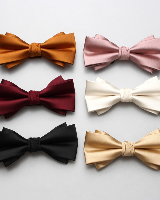 New solid-color polyester bow ties for men, business-chic wedding groomsmen bow ties and tie ties, available for wholesale.
