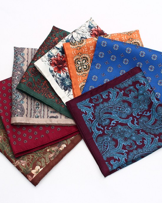 Men's formal business wedding suit pocket squares, patterned chest scarves, handkerchiefs, small party squares, suit accessories in stock.