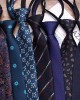 Blue business zipper ties, 8cm polyester casual jacquard casual tie, easy-pull tie manufacturers.