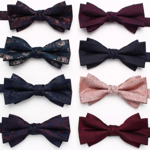 Lei'er cashew flower bow tie, Chinese-style bow tie for formal photography, fashionable maple leaf bow tie accessory manufacturer.