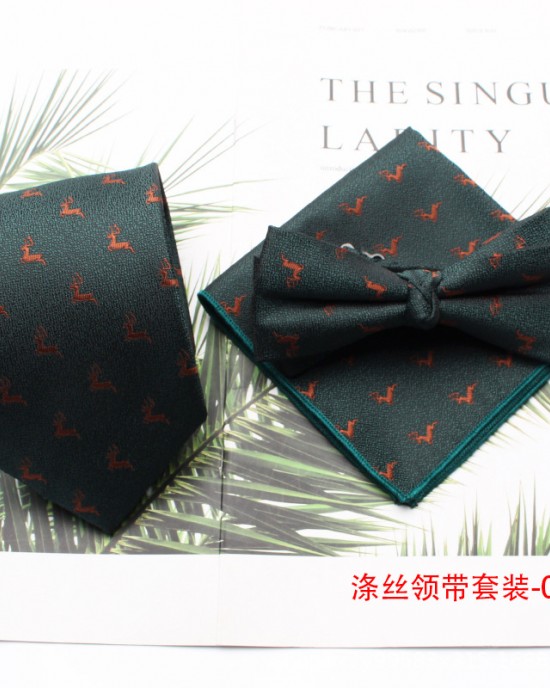 Shengzhou factory wholesale new three-piece polyester silk tie and bow tie with handkerchief for men's business fashion tie sets.