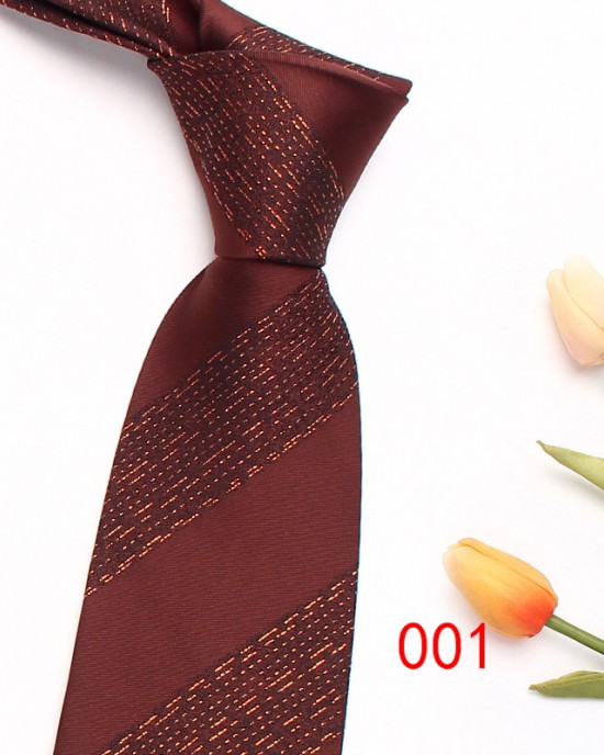 Lei'er burgundy men's tie, vintage groom wedding tie, striped polyester silk business tie, factory in stock