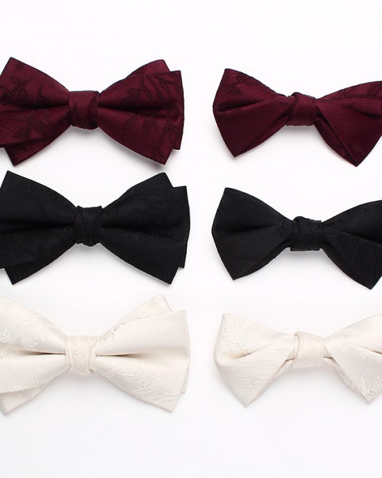 Lei'er men's groom's wedding tie, wedding dress photoshoot, Chinese-style personalized bow tie, fashionable burgundy bow tie, in stock from the manufacturer.