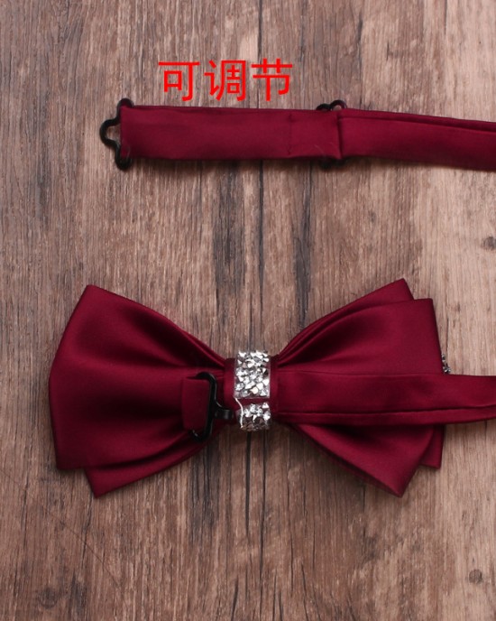 Solid color diamond-encrusted double-layered business bow ties for men and women, wedding and banquet shirts, suit accessories, wholesaler