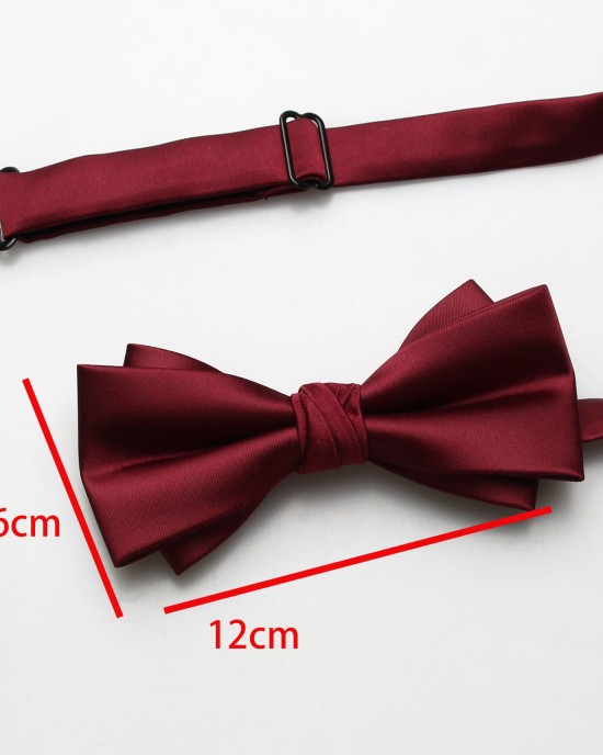 New solid-color polyester bow ties for men, business-chic wedding groomsmen bow ties and tie ties, available for wholesale.