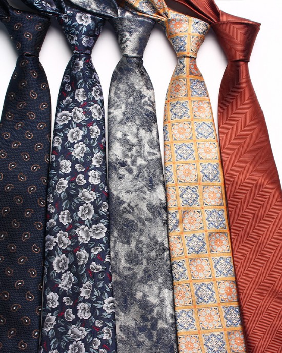 Shengzhou factory wholesale business vintage men's polyester silk, small flower pattern, fashionable ties in multiple colors
