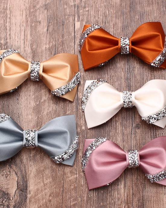 Men's fashionable and trendy shirts, suits, banquets, wedding accessories, solid color diamond-embellished bow ties, wholesaler Men's fashionable and trendy shirts, suits, banquets, wedding accessories, solid color diamond-embellished bow ties, wholesaler