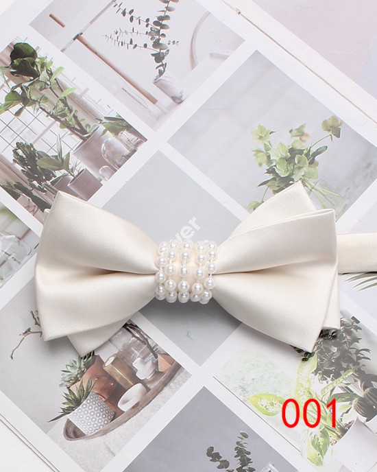 Lei'er solid color pearl bow tie, men's casual fashion, creative pearl personalized bow tie, new bow tie manufacturer, in stock Lei'er solid color pearl bow tie, men's casual fashion, creative pearl personalized bow tie, new bow tie manufacturer, in stock