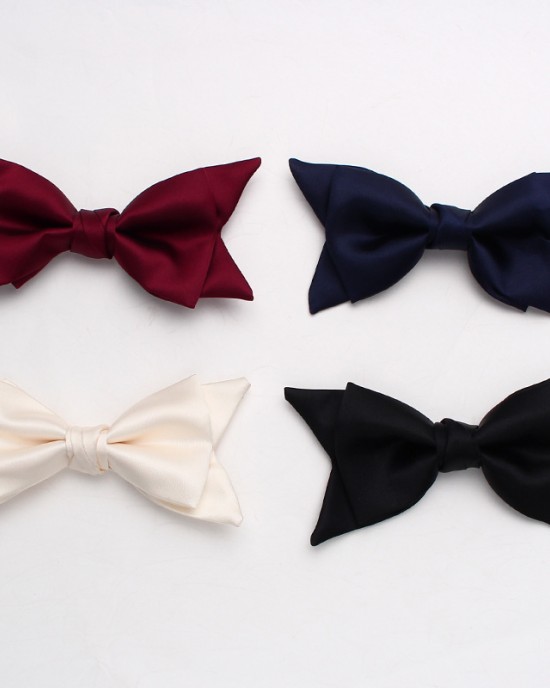 Lei'er new solid color double-layer bow tie, men's business fashion, British-style suit accessories, wedding bow tie in stock.