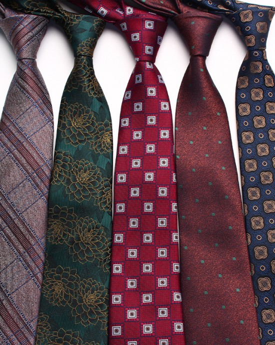 Shengzhou factory wholesale business vintage men's polyester silk, small flower pattern, fashionable ties in multiple colors
